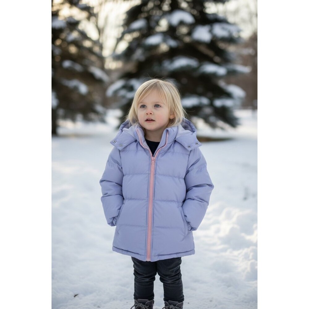 Lavender Girls Winter Puffer Jacket 5/6 Fleece Lined Hooded Coat